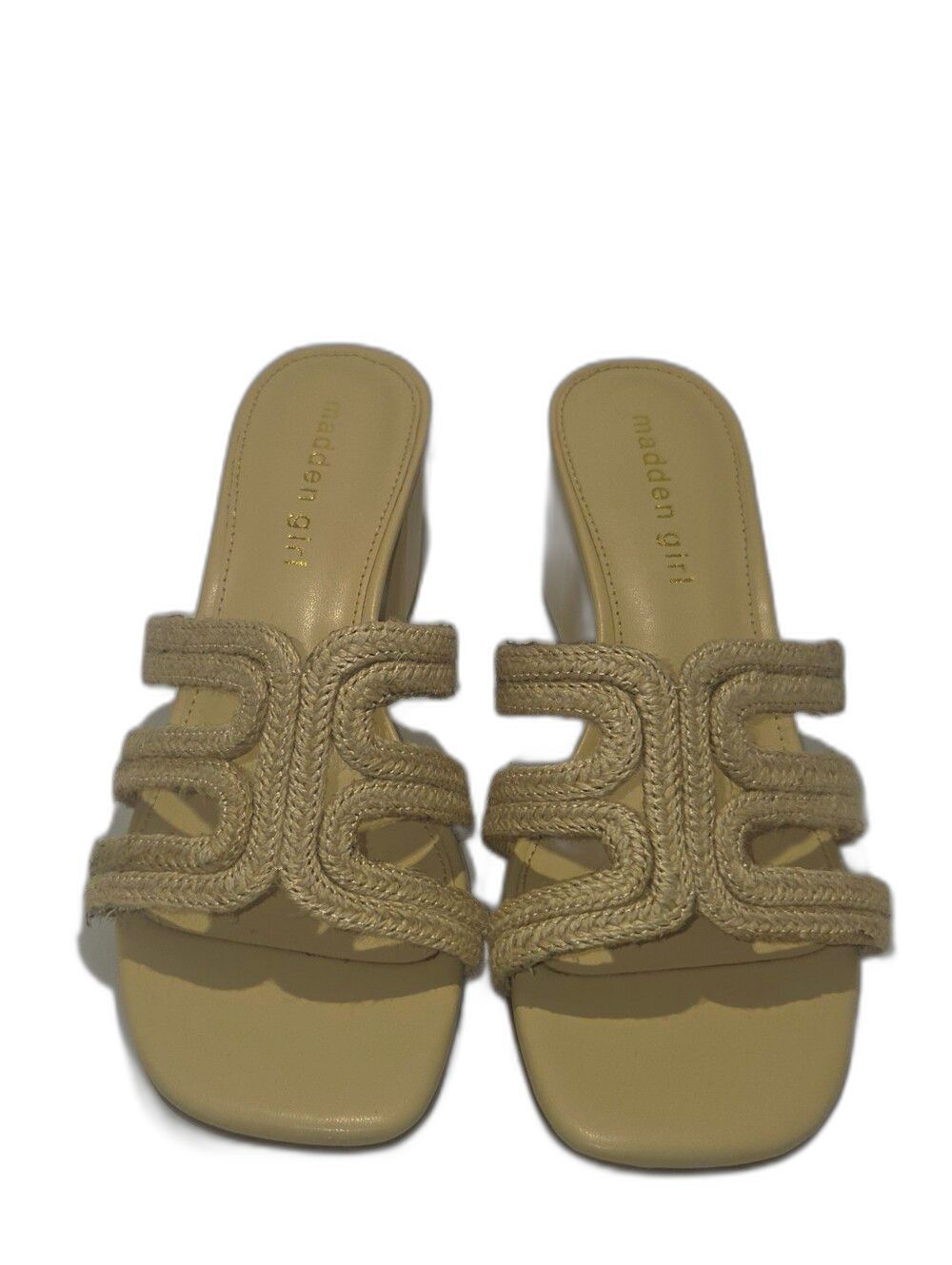 Madden Girl Braided Tan Slide Mules